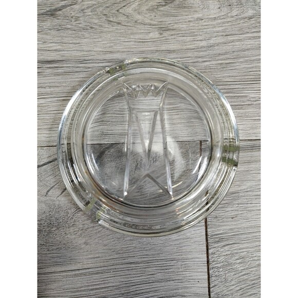 Vintage Mid Century Modern Ashtray 4" Clear Glass with design on bottom 3 Slot - Picture 1 of 8